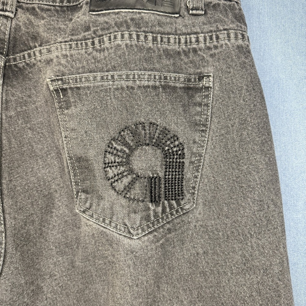 Akademiks Jeans 46x34 Black Faded Denim Y2K Hip-Hop Rap Wide Leg Baggy 00s